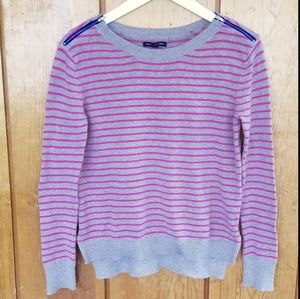 AEO Pink/Gray Crewneck Sweater w Zip shoulders, S